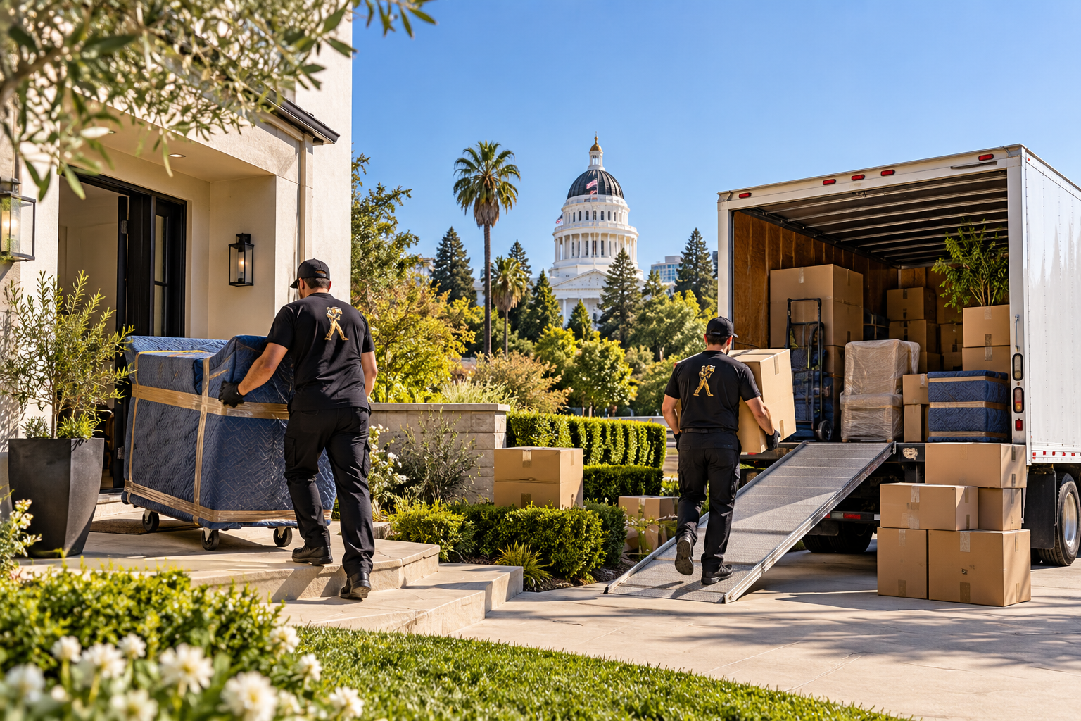 Goldman Movers loading a residential move in Sacramento