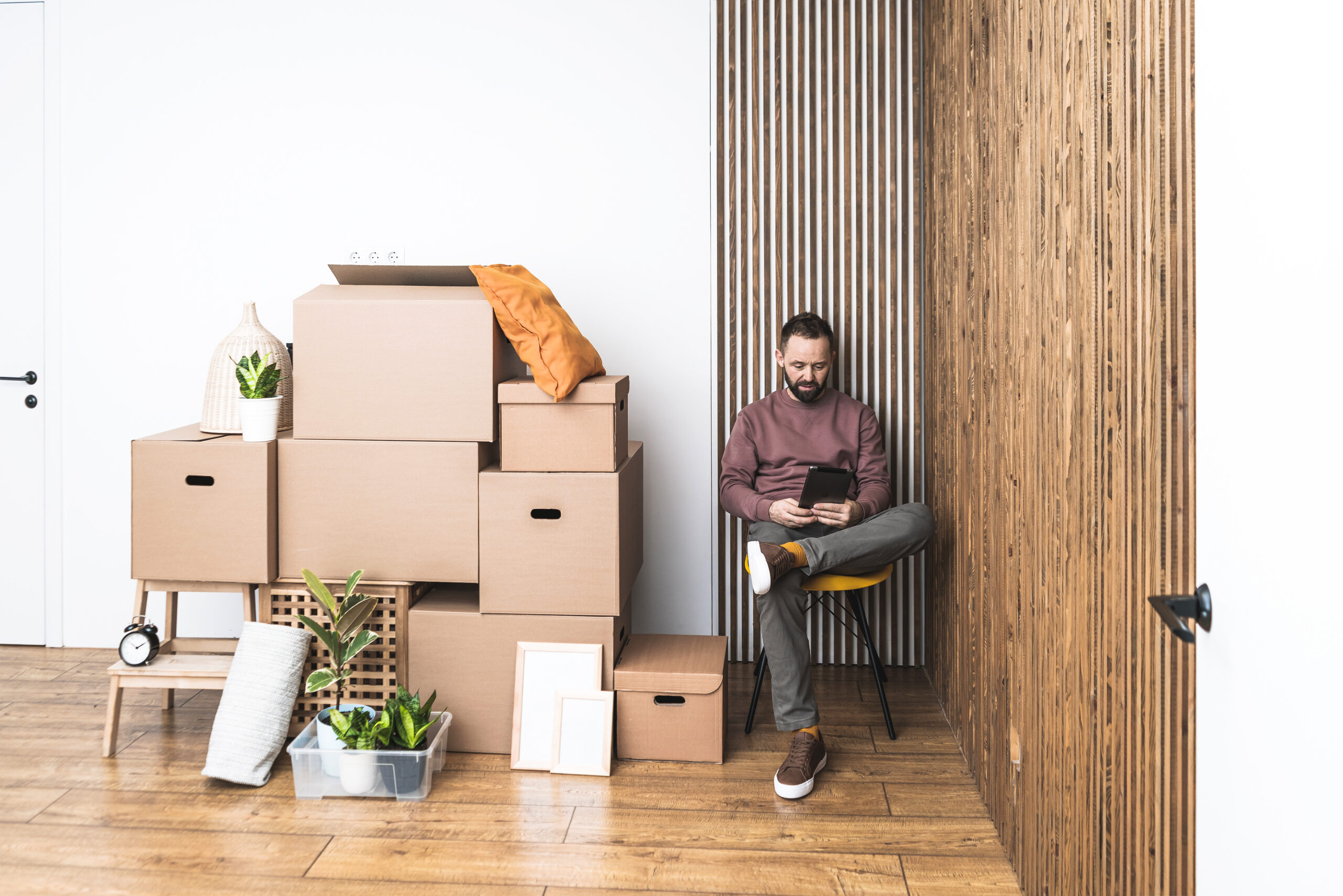 Goldman Movers team loading boxes into a moving truck